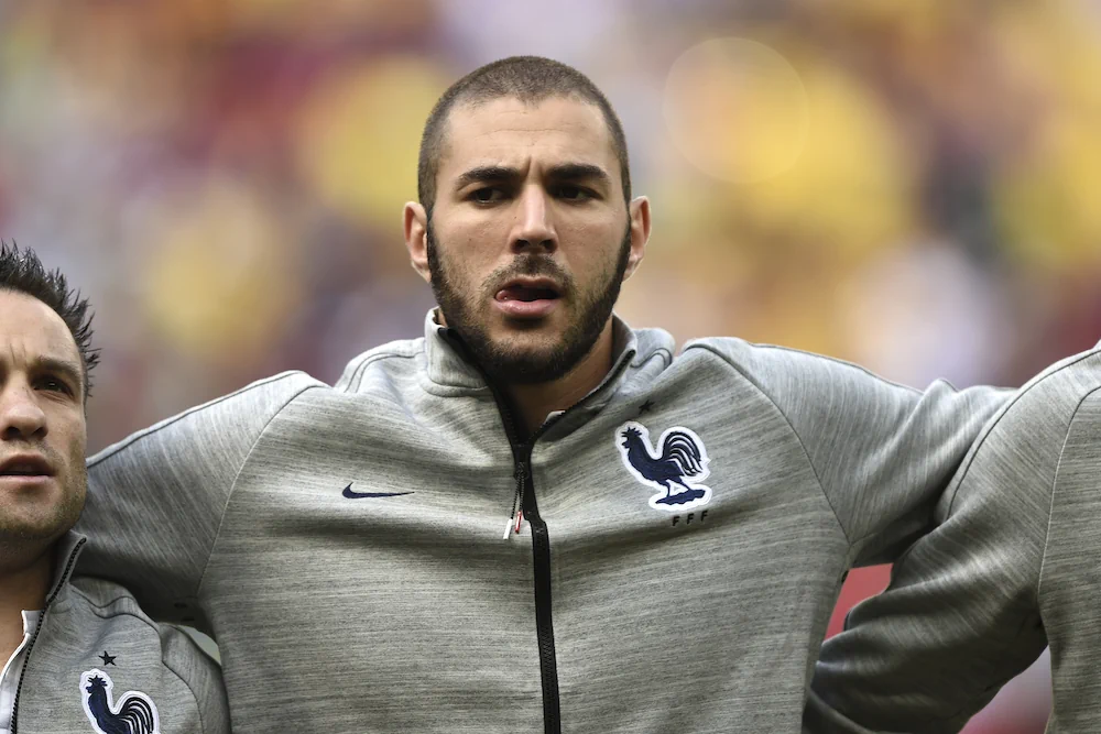 Opstelling van Karim Benzema voor de wedstrijd met het Franse nationale team