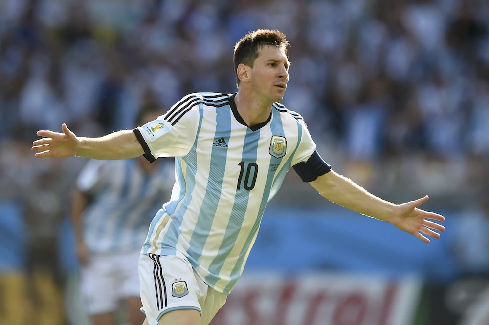 Lionel Messi viert een doelpunt voor Argentinië