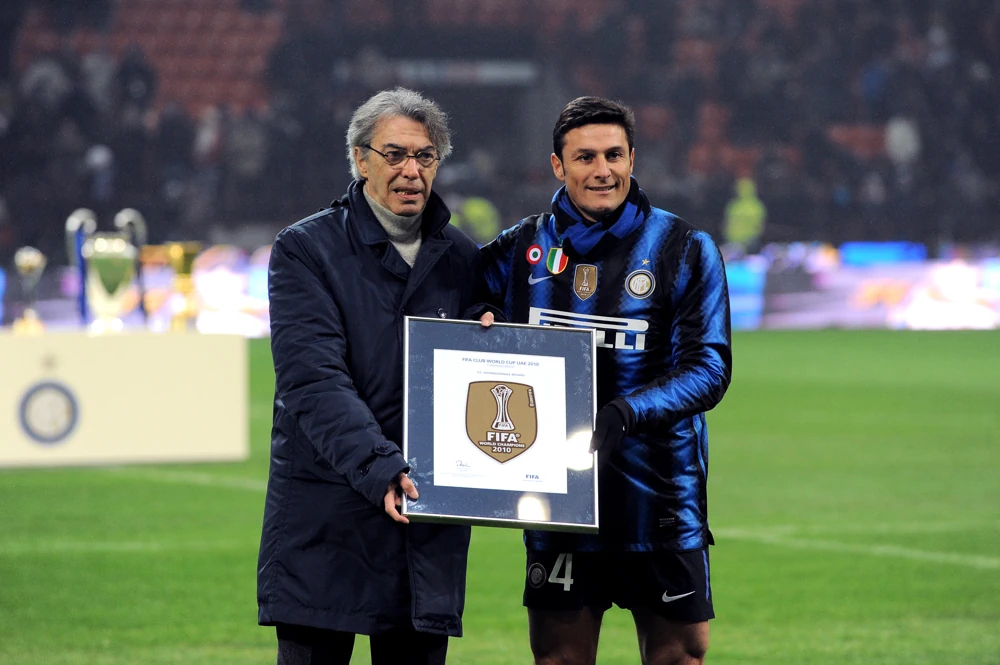 Massimo Moratti samen met Javier Zanetti