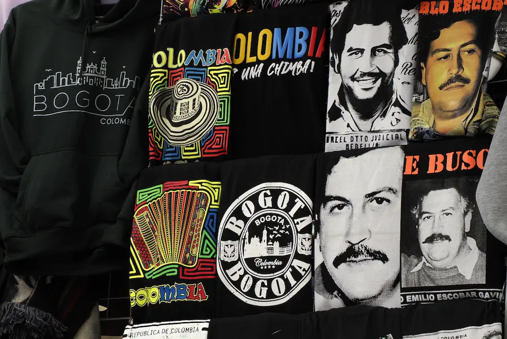 Pablo Escobar T-shirts te koop in Bogota