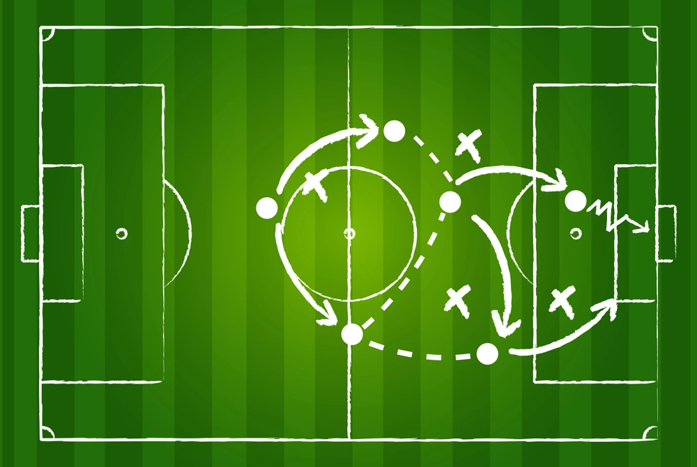 Groen voetbaltactiekenbord
